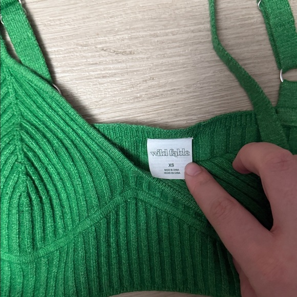 Wild Fable Green Ribbed Crop Top - Picture 4 of 5